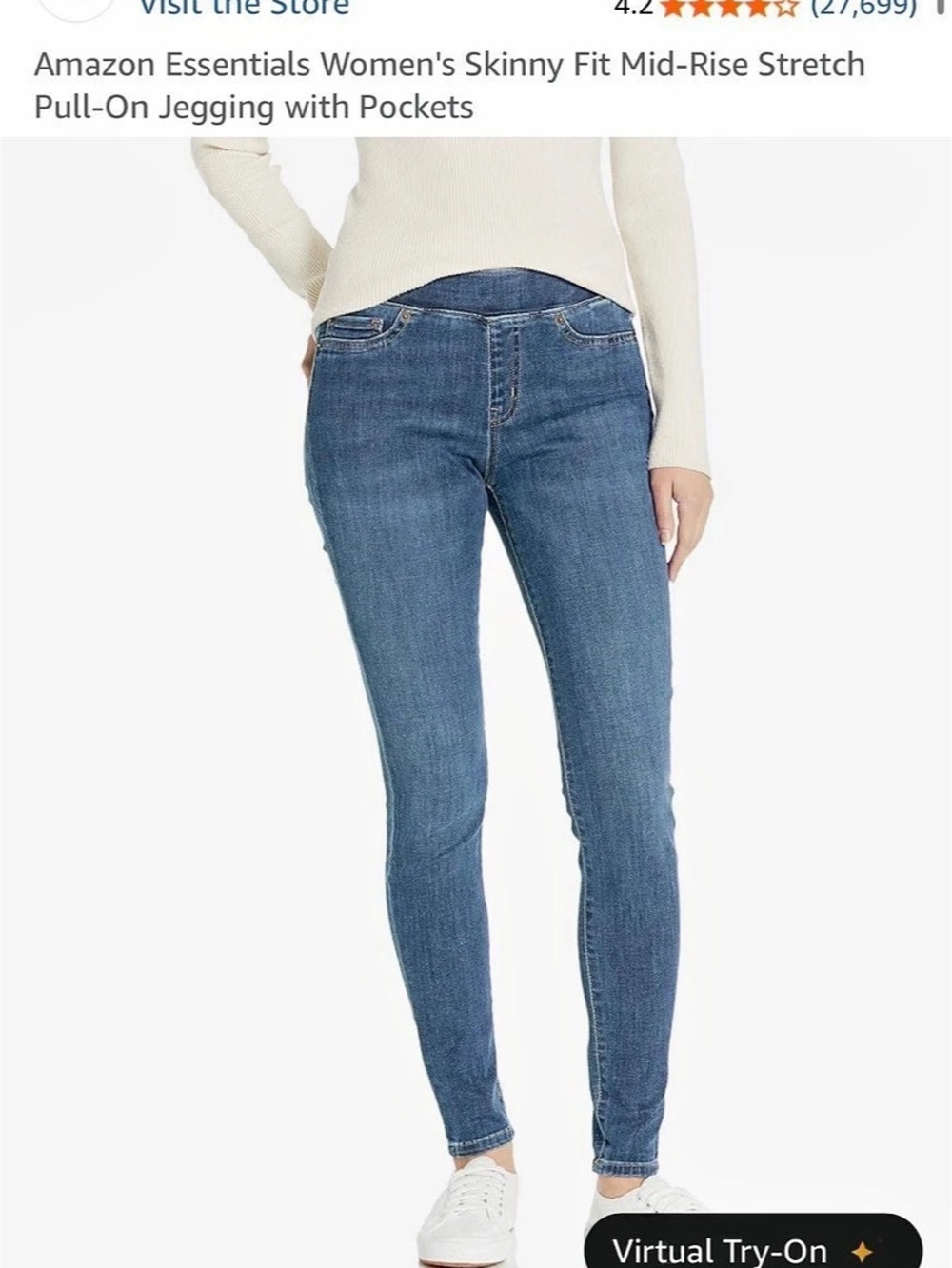 Amazon Essentials Women's Skinny Mid-Rise Stretch Pull-On Jegging *never worn
